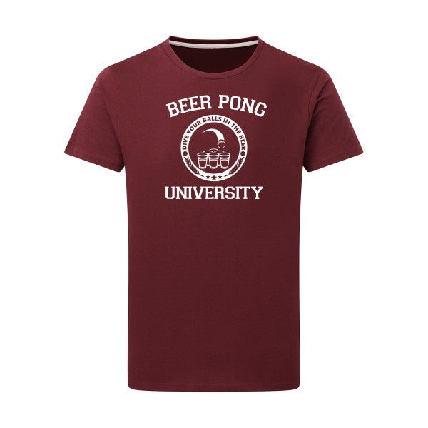 Beer Pong Blanc -Flex Blanc sur T-shirt SG  Burgundy  2XL