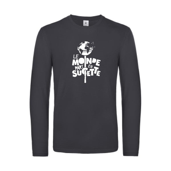le monde part en sucette - t shirt- manches- longues- original- humour- Dark Grey impression Face