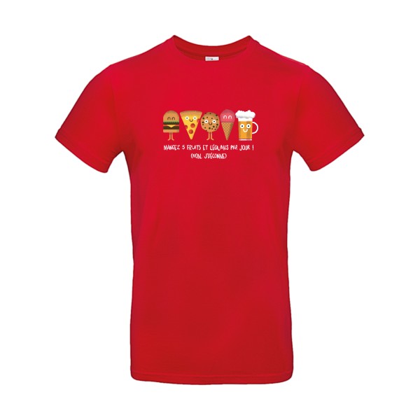 T-shirt humour original 5 Fruits Et Legumes T Shirt couleur Red