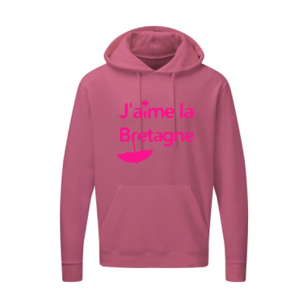 J'aime la Bretagne |Sweat  capuche humoristique Rose fluo 