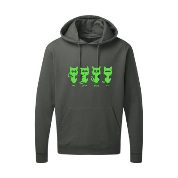 un deux trois cat Vert fluo |Sweat capuche imprimé homme