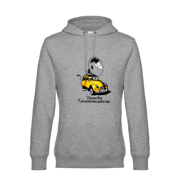 Deuche-Grammophone-3- Sweat à capuche original Heather Grey - RueDuTeeshirt