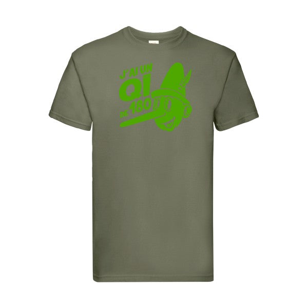 T-shirt|Quotient intellectuel |Vert pomme|Fruit of the loom 205  G