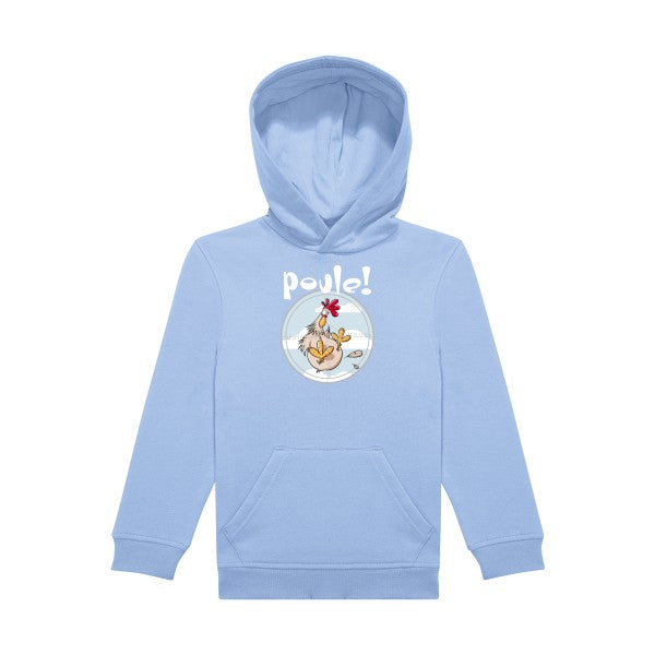 sweat capuche enfant Bleu Ciel Poule-!