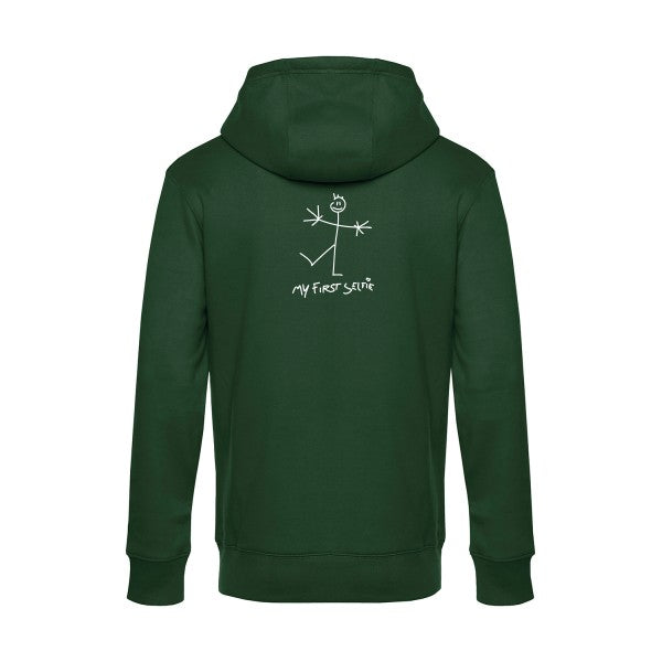 First-Selfie sweat shirt original Bottle Green flex Blanc impression Dos
