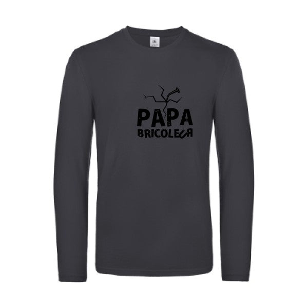 papa bricoleur - t shirt- manches- longues- original- humour- Dark Grey impression Face