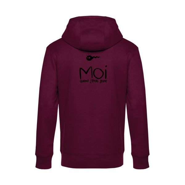Moi-quand-j-etais-jeune sweat shirt original Burgundy flex Noir impression Dos