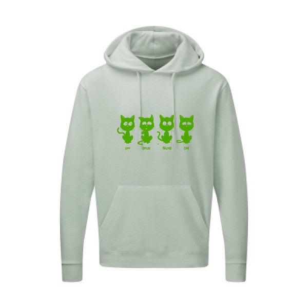 un deux trois cat Vert pomme |Sweat capuche imprimé homme