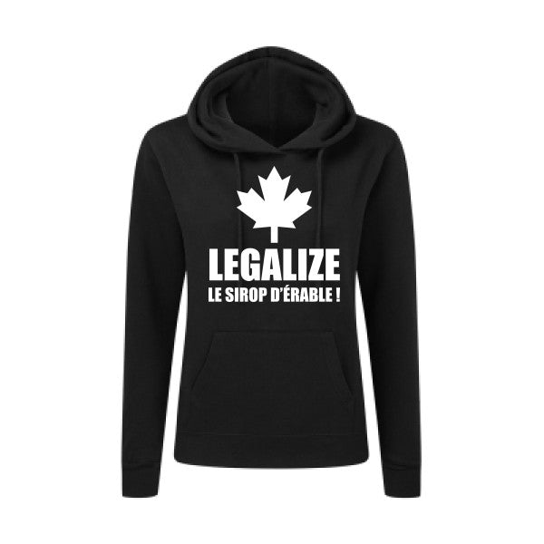 Legalize le sirop d'érable Blanc |Sweat original à capuche Femme