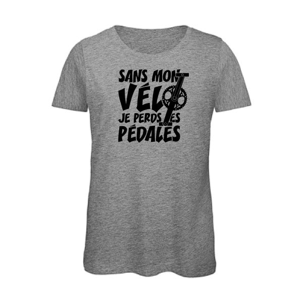 T shirt humour bio femme   femme bio|Sans mon vÃ©lo, je perds les pÃ©dales ! Noir 