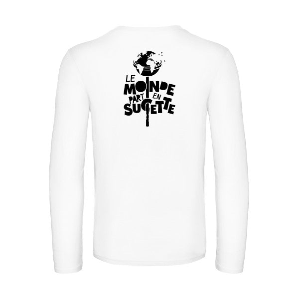 le monde part en sucette - t shirt- manches- longues- original- humour- White impression Dos