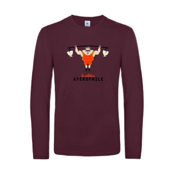 aperophile-t-shirt-manches-longues-original-humour -Burgundy