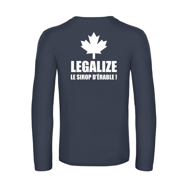 legalize le sirop d erable - t shirt- manches- longues- original- humour- Navy impression Dos