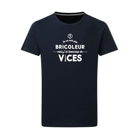 JE NE SUIS PAS BRICOLEUR Blanc -Flex Blanc sur T-shirt SG  Navy  5XL