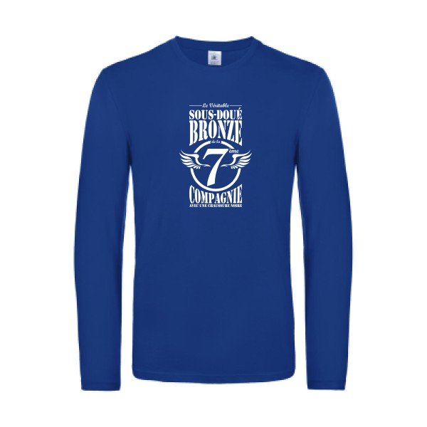 7eme compagnie crew - t shirt- manches- longues- original- humour- Royal Blue impression Face