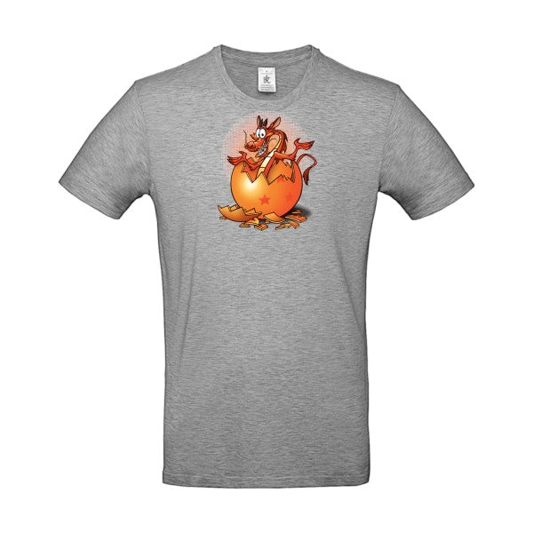 T-shirt humour original Dragon Surprise T Shirt couleur Sport Grey