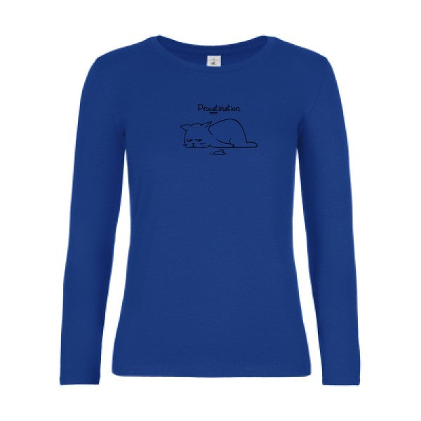 t-shirt lsl femme Procatination Royal Blue flex Noir