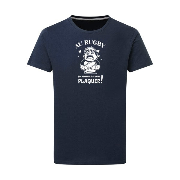 Au rugby, on apprend à se faire plaquer ! - Flex Blanc Tshirt original Denim  XL