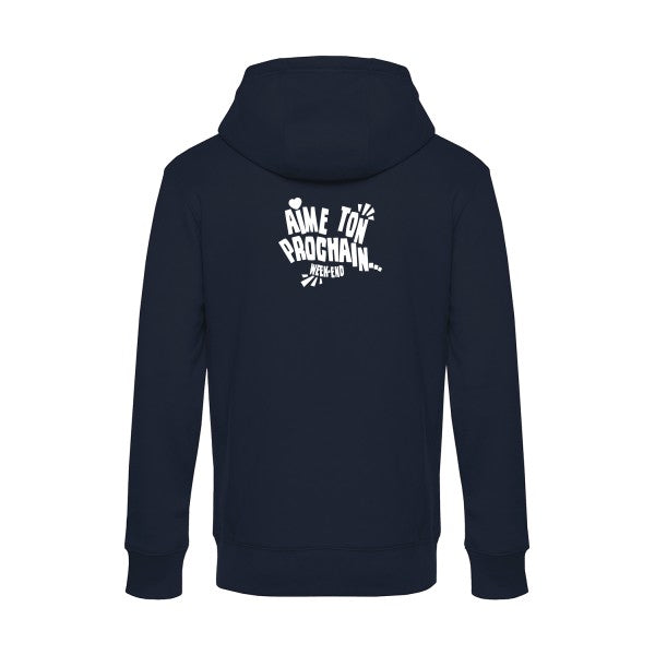 Aime-ton-prochain sweat shirt original Navy Blue flex Blanc impression Dos