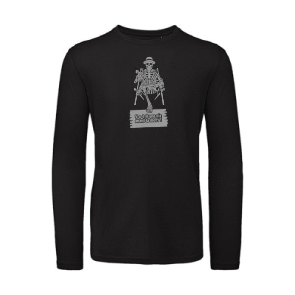 Y a-t-il une vie avant la mort ? Gris |T shirt bio homme rigolo manches longues