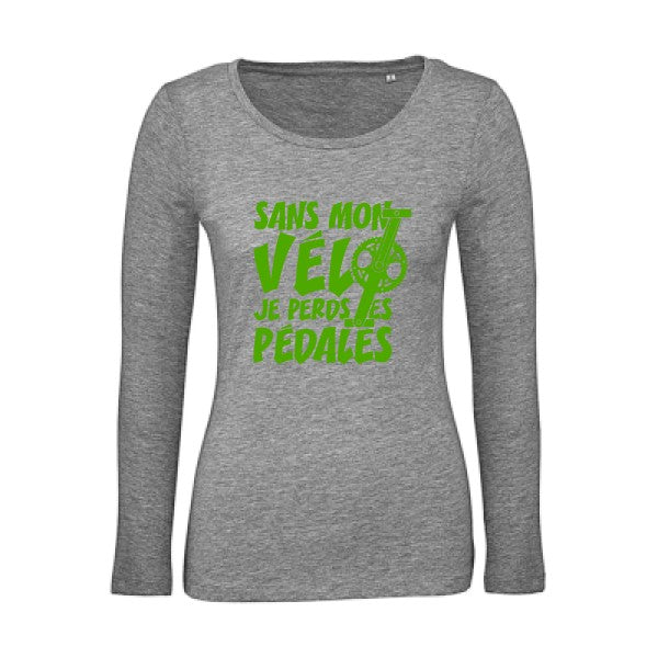 Sans mon vÃ©lo, je perds les pÃ©dales ! Vert pomme |   T shirt manches longues femme|100% bio