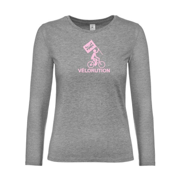 t-shirt lsl femme Velorution Sport Grey flex Rose