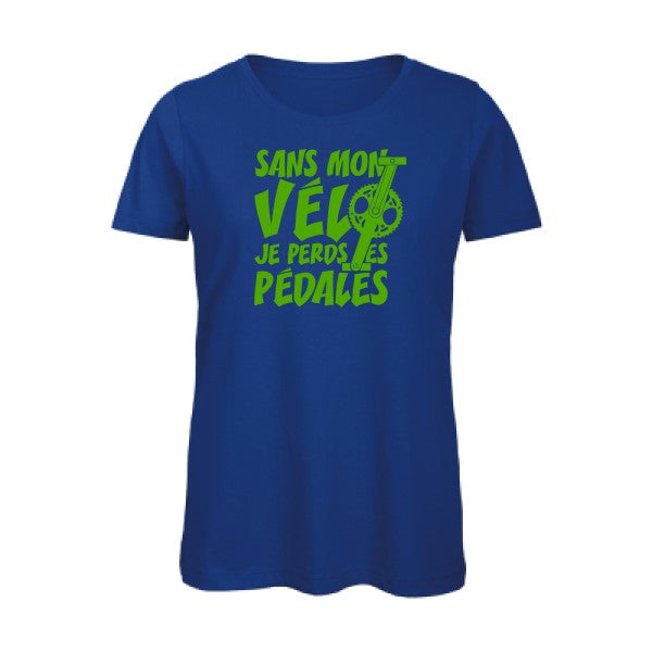 T shirt humour bio femme   femme bio|Sans mon vÃ©lo, je perds les pÃ©dales ! Vert pomme 