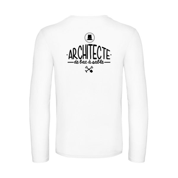 architecte de bac a sable - t shirt- manches- longues- original- humour- White impression Dos
