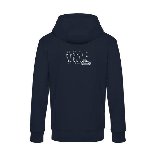je-suis-un-rebelle sweat shirt original Navy Blue flex Blanc impression Dos