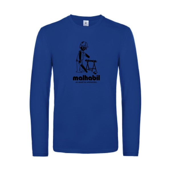 malhabil... - t shirt- manches- longues- original- humour- Royal Blue impression Face