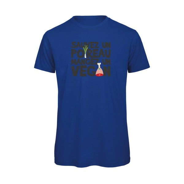 T-shirt humour original Vegan Poireau T Shirt couleur Royal Blue