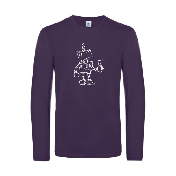 robot & bird - t shirt- manches- longues- original- humour- Urban Purple impression Face