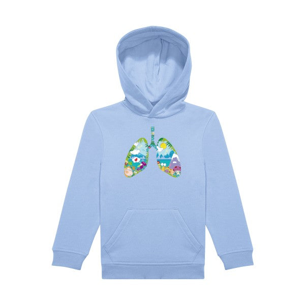 sweat capuche enfant Bleu Ciel happy-lungs