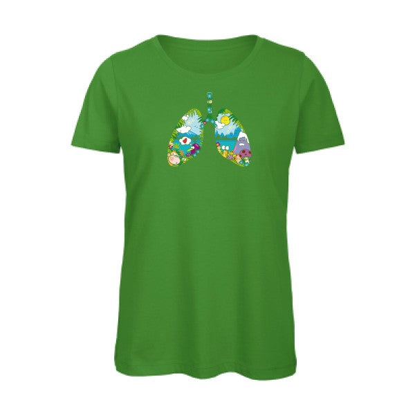 happy-lungs- - t-shirt original femme Real Green