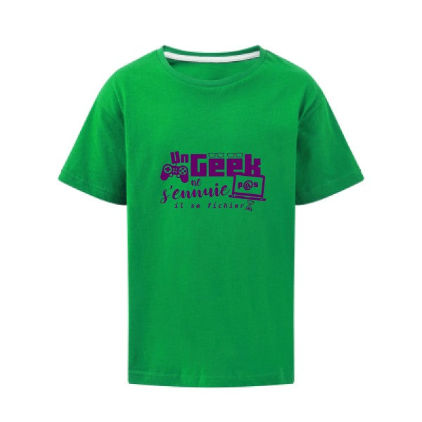 Un geek ne s'ennuie pas Flex Violet SG - Kids T-shirt enfant Kelly Green Taille 140 (9-10/XL)