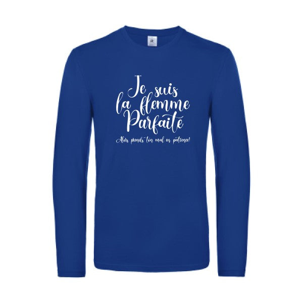 la flemme parfaite - t shirt- manches- longues- original- humour- Royal Blue impression Face