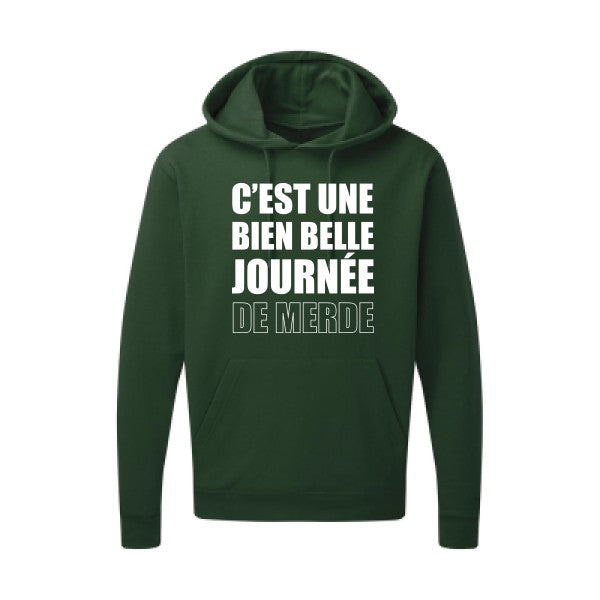 Journée de m... Blanc |Sweat capuche imprimé homme