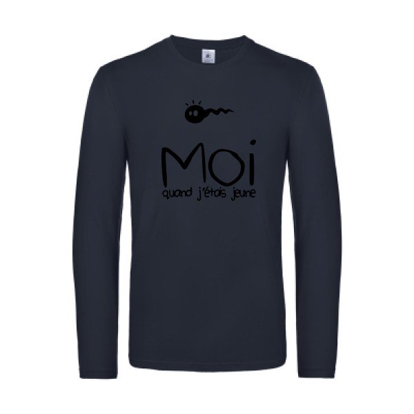 moi quand j etais jeune - t shirt- manches- longues- original- humour- Navy impression Face