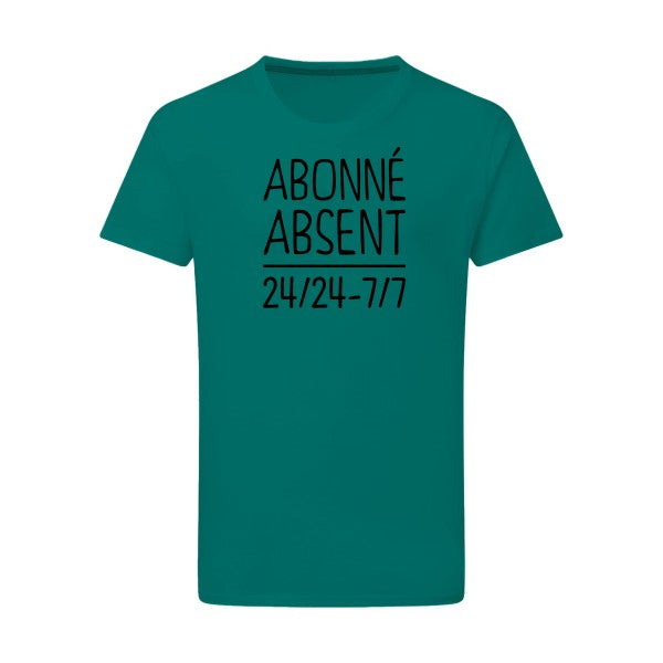 Abonné absent noir -Flex noir sur T-shirt SG  Emerald Green  2XL