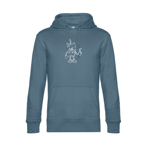 Robot-&-Bird sweat shirt original nordic blue flex Blanc impression Face