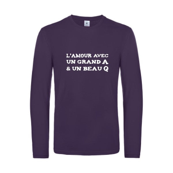 l amour avec un grand a et un beau q  - t shirt- manches- longues- original- humour- Urban Purple impression Face