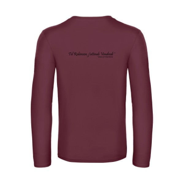yes vendredi  - t shirt- manches- longues- original- humour- Burgundy impression Dos