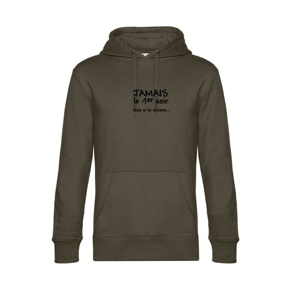 JAMAIS... sweat shirt original Khaki flex Noir impression Face