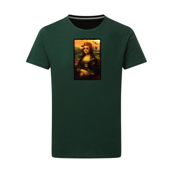 T-shirt homme La Joconde - T-shirt inspiré de la célèbre œuvre d'art Bottle Green L