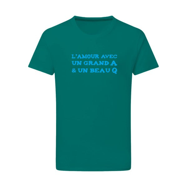 L'Amour avec un grand A et un beau Q ! - Flex bleu clair Tshirt original Emerald Green  2XL