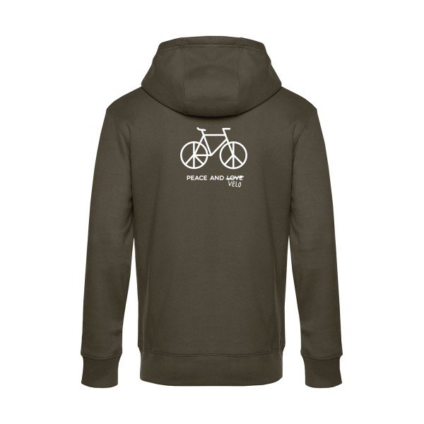 Peace-and-velo sweat shirt original Khaki flex Blanc impression Dos