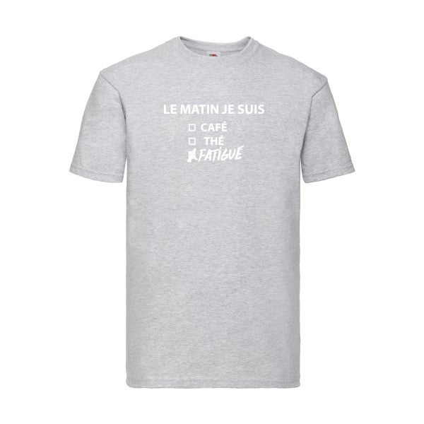 T-shirt|Le matin je suis... |flex Blanc| Fruit of the loom 205 g 