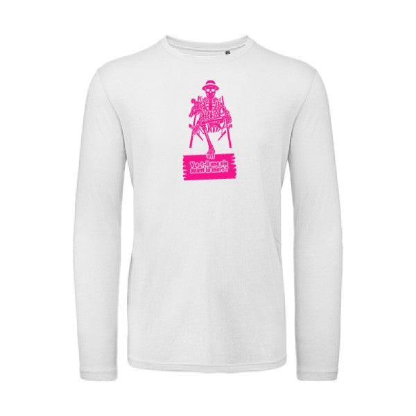 Y a-t-il une vie avant la mort ? Rose Fluo |T shirt bio homme rigolo manches longues