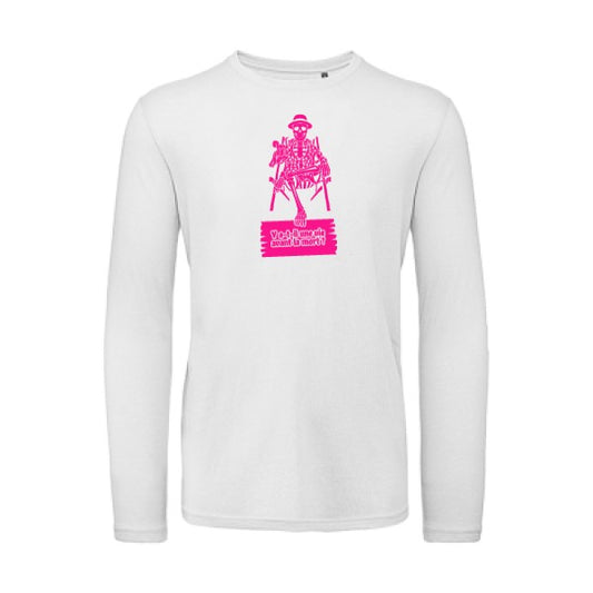 Y a-t-il une vie avant la mort ? Rose Fluo |T shirt bio homme rigolo manches longues