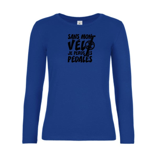 t-shirt lsl femme Sans-mon-velo-je-perds-les-pedales- Royal Blue flex Noir